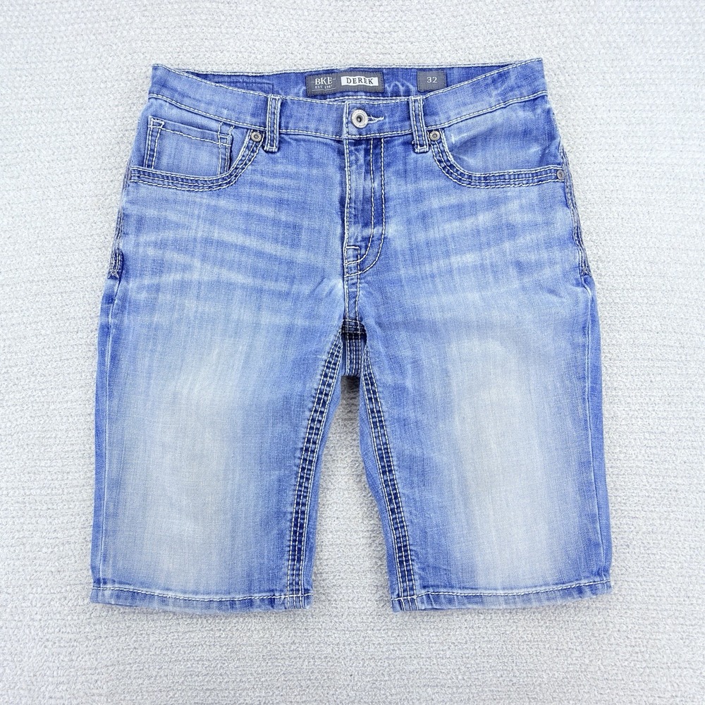 BKE Derek Denim Shorts Men's 32 Blue Stretch Medium Wash Jean Jorts Casual